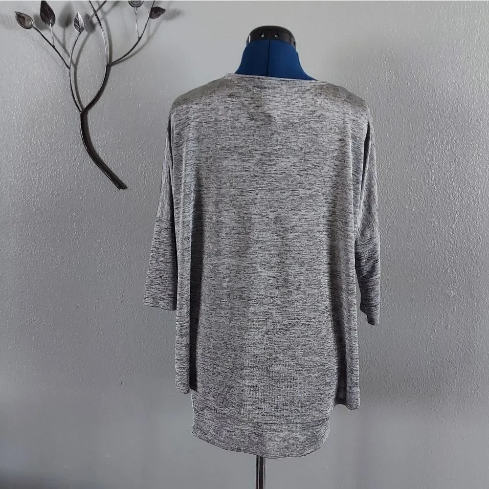 Joseph Ribkoff Layered V-Neck Tunic Top Sz 8 Silver Gray 3/4 Sleeve - Picture 3 of 10